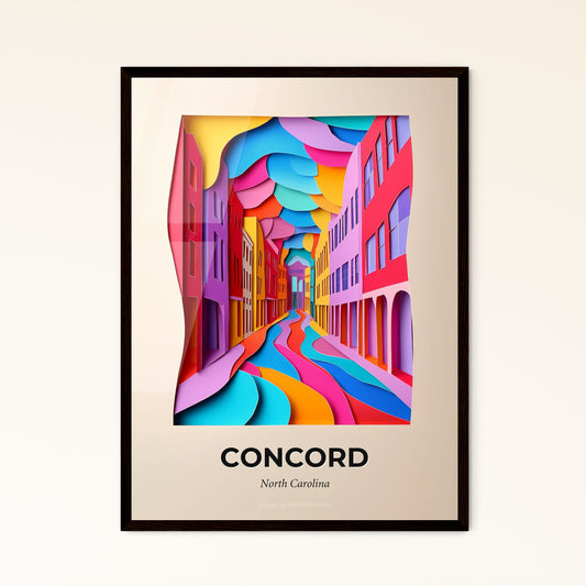 Vivid Concord, North Carolina, Papercut Print