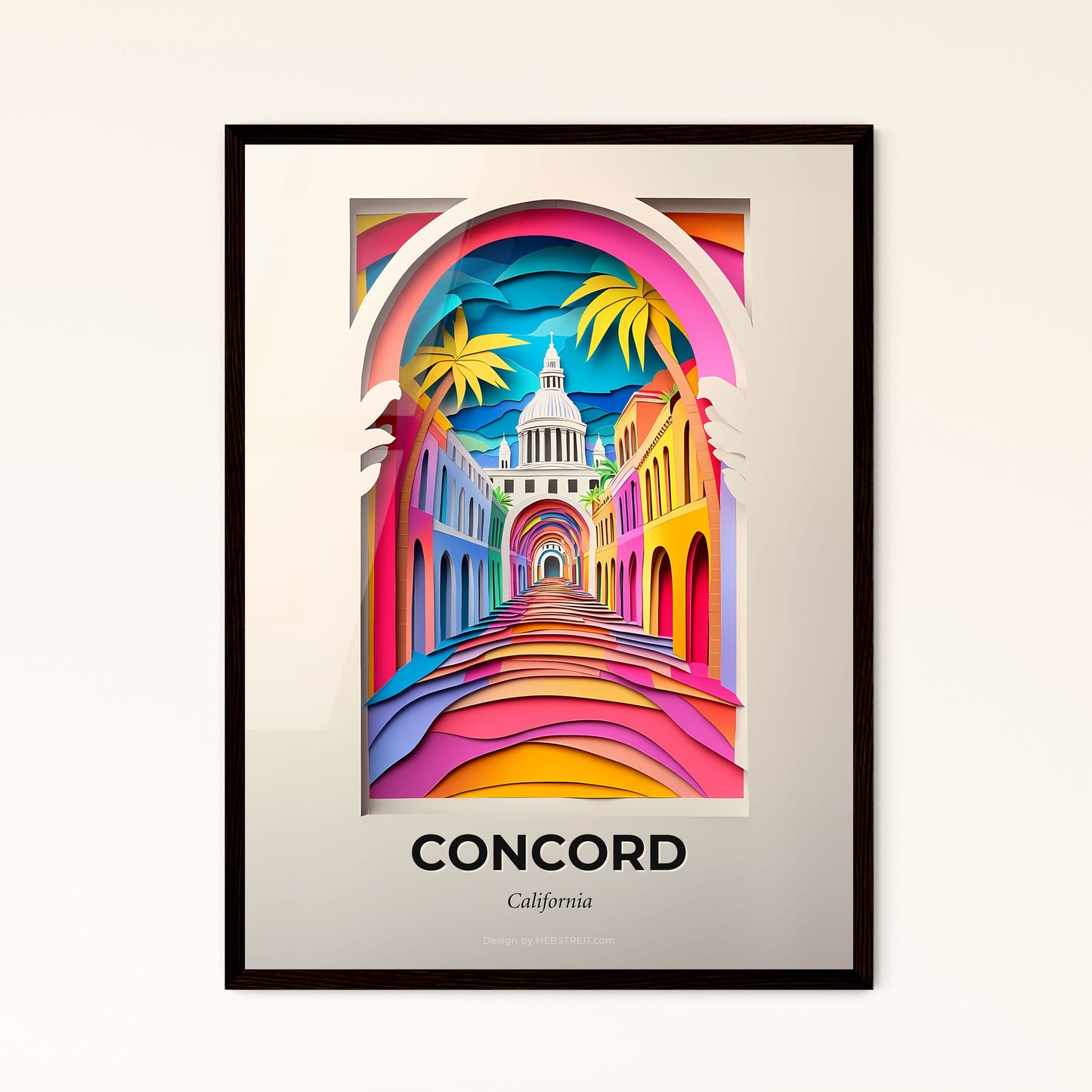 Vivid Concord, California, Papercut Print