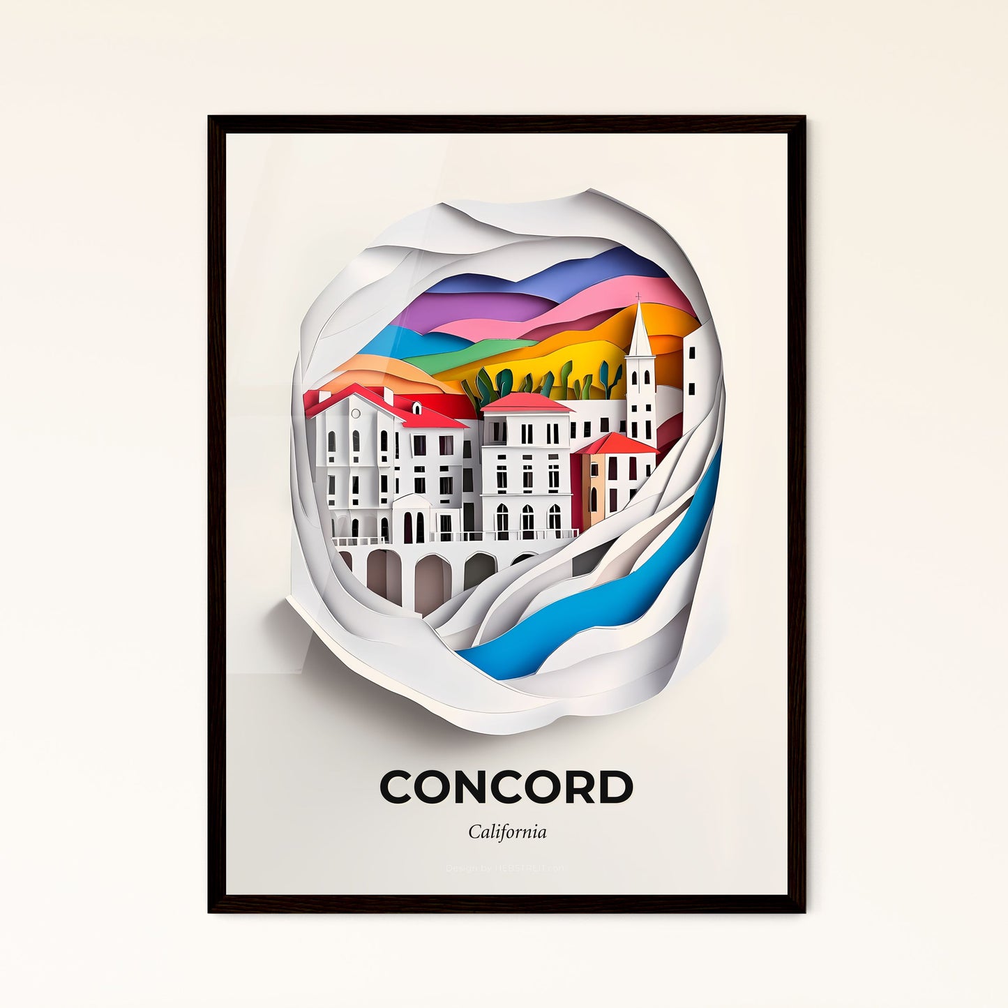 Vivid Concord, California, Papercut Print