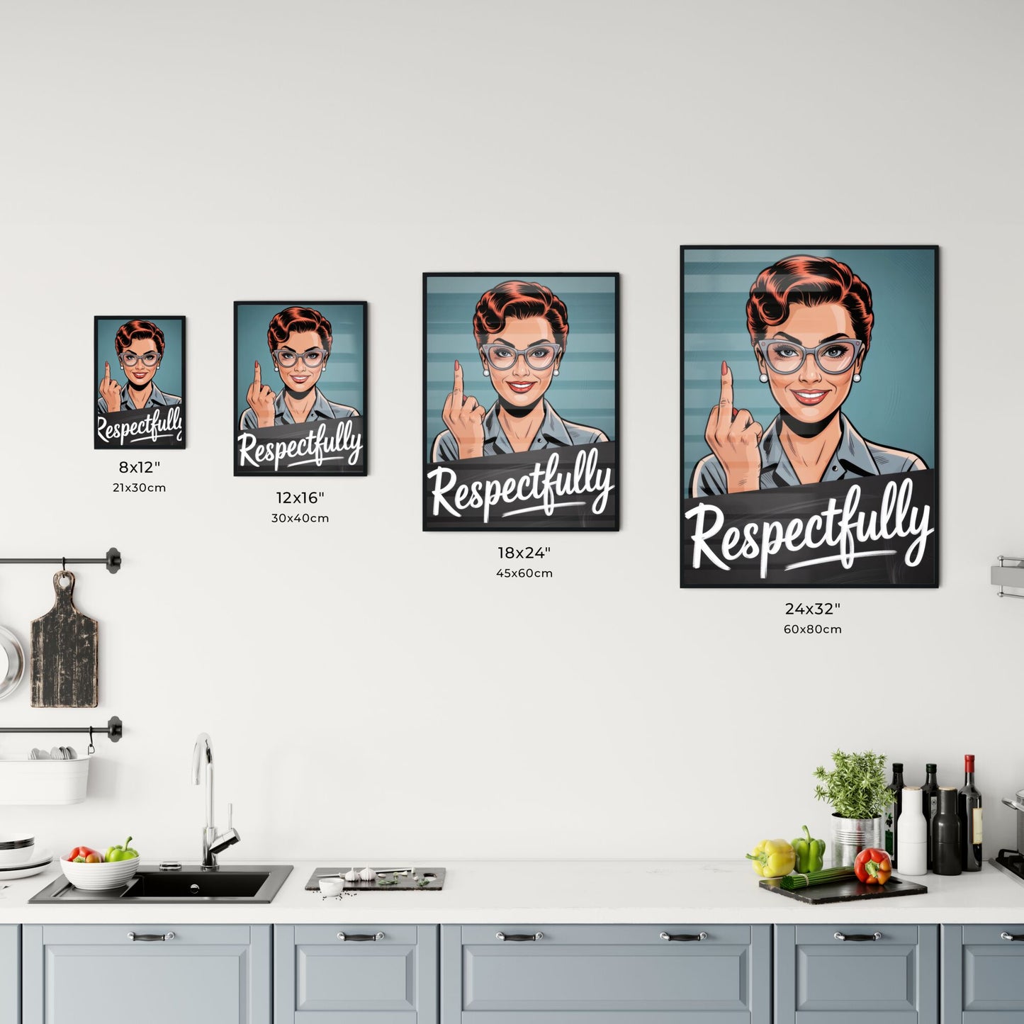 Confident Woman Playfully Expressing Attitude with a Respectful Gesture in a Retro-Inspired Illustration. Chart