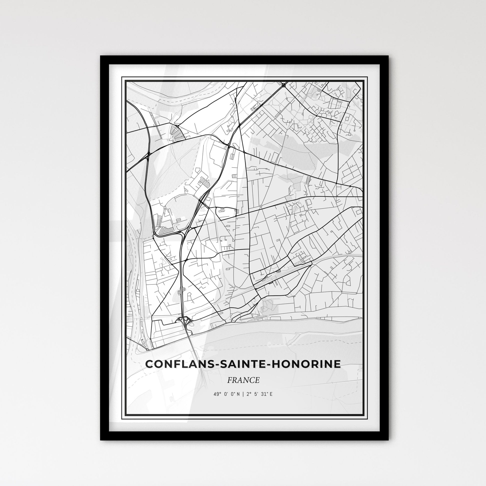 Conflans-Sainte-Honorine France - Scandinavian Style City Map for Modern Home Decor