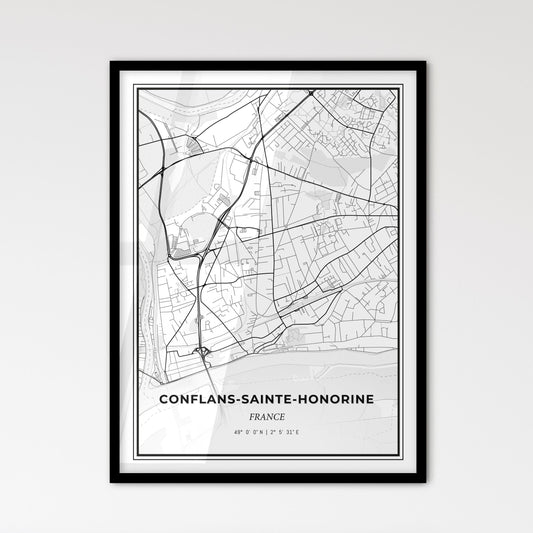 Conflans-Sainte-Honorine France - Scandinavian Style City Map for Modern Home Decor