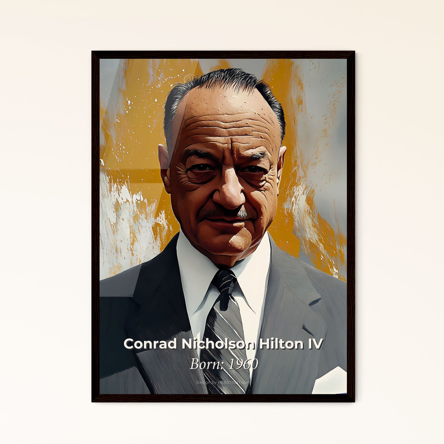 Portrait of Conrad Nicholson Hilton IV, Born: 1960. Impressionistic painting of a man in a suit.