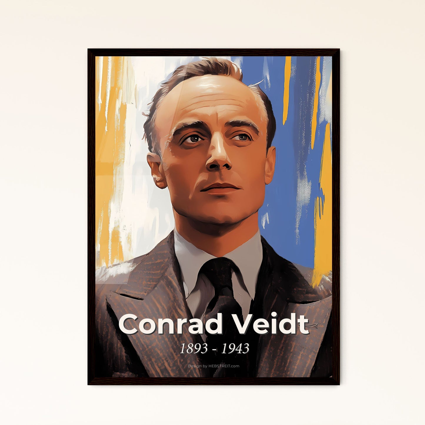 Portrait of Conrad Veidt, 1893 - 1943. Impressionistic painting of a man in a suit.