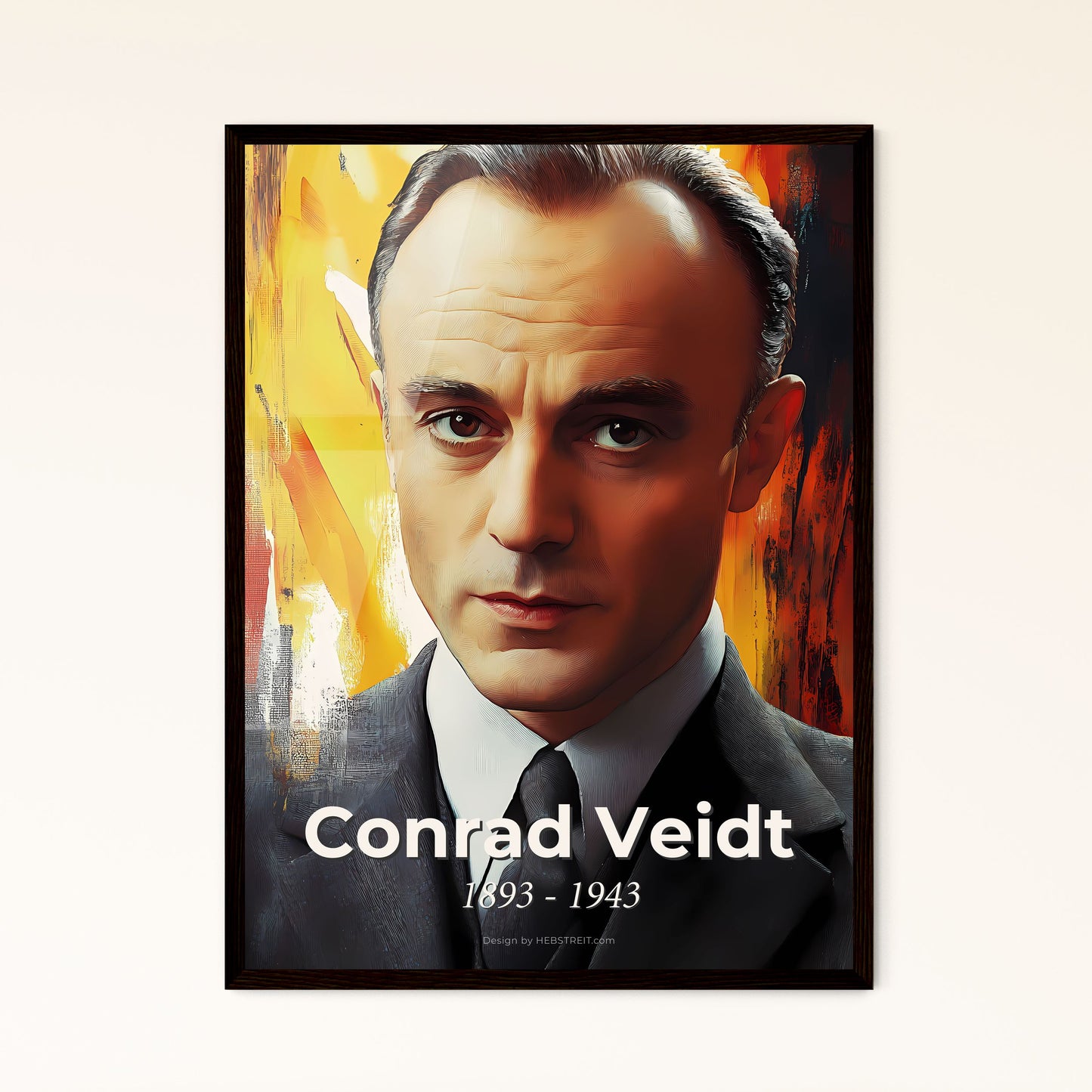 Portrait of Conrad Veidt, 1893 - 1943. Impressionistic painting of a man in a suit and tie.