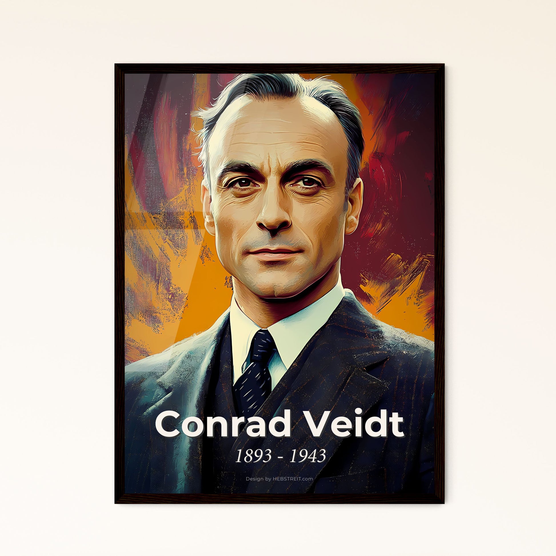 Portrait of Conrad Veidt, 1893 - 1943. Impressionistic painting of a man in a suit.