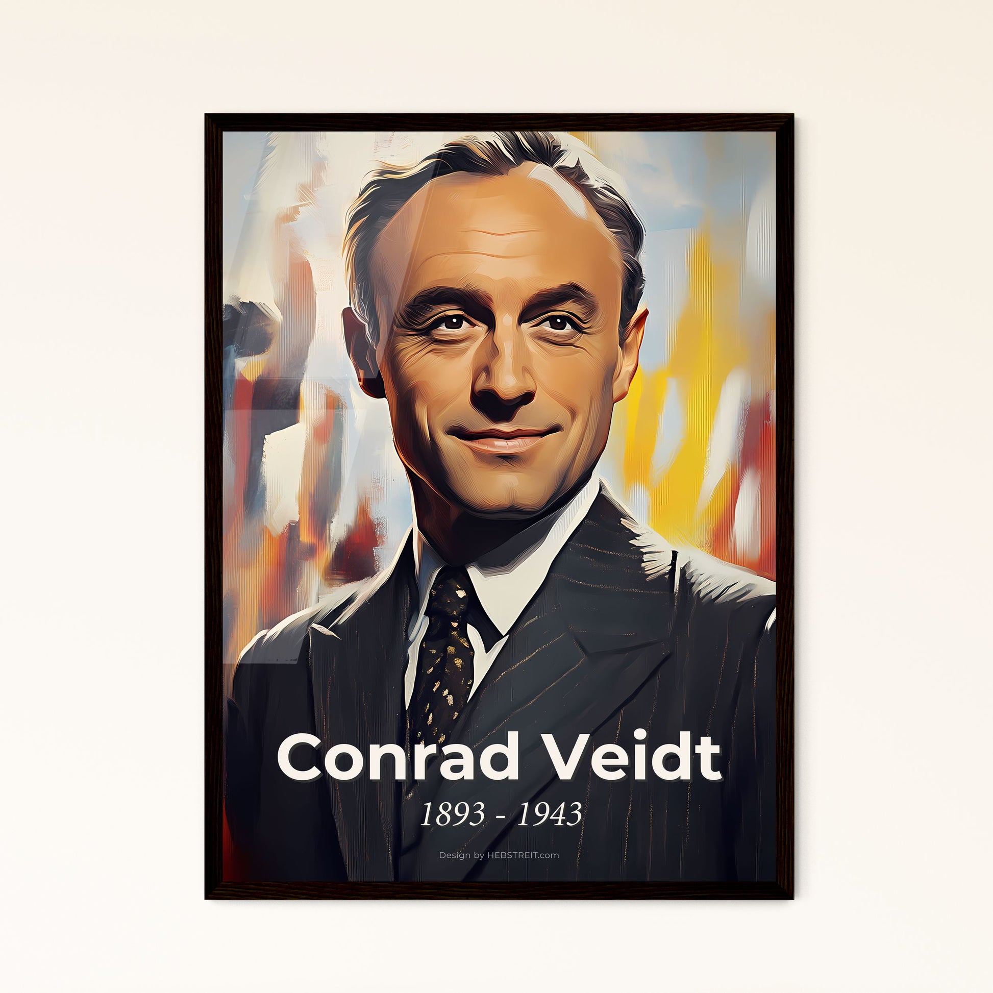 Portrait of Conrad Veidt, 1893 - 1943. Impressionistic painting of a man in a suit.