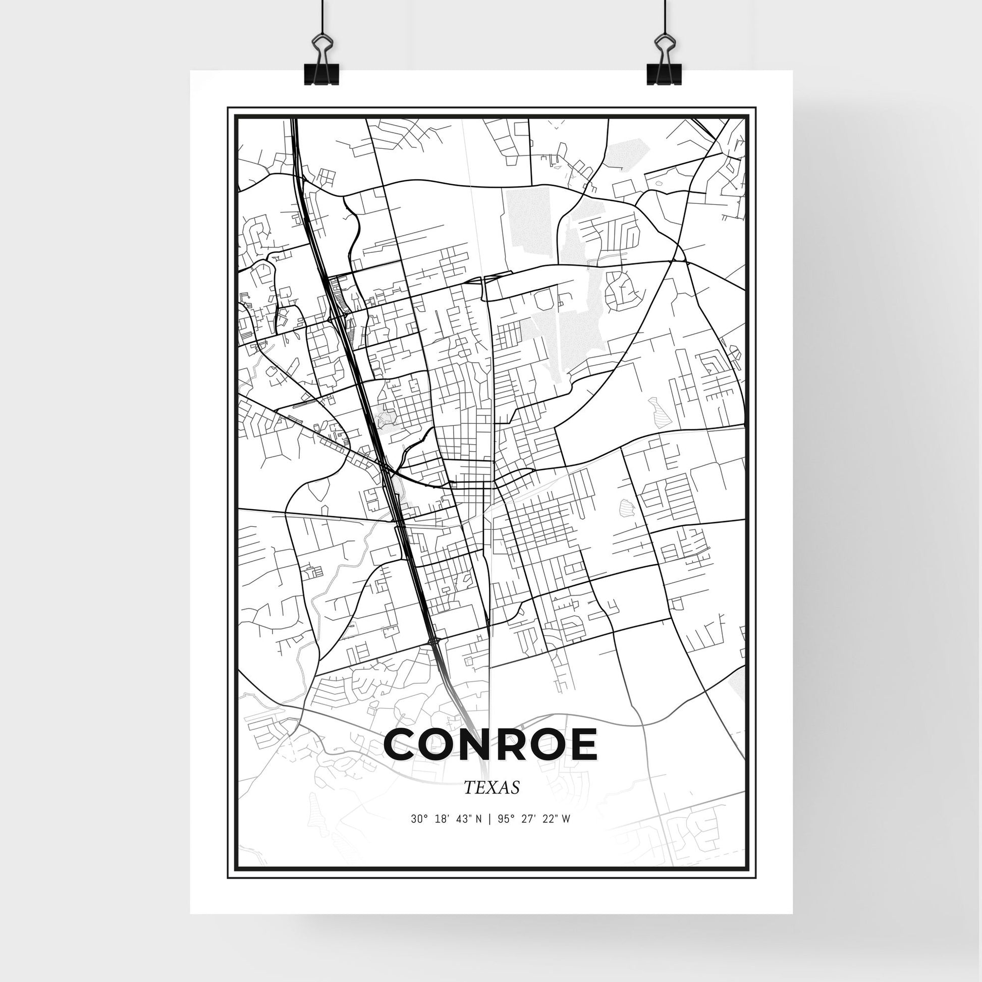 Conroe Texas - Premium City Map Poster