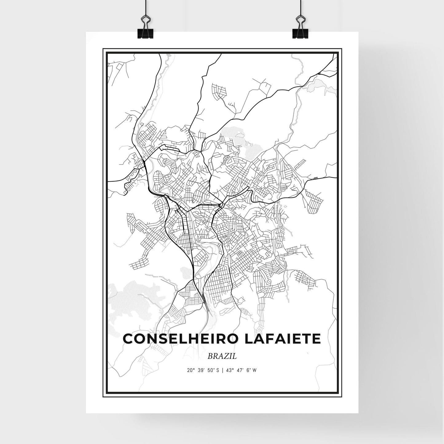 Conselheiro Lafaiete Brazil - Premium City Map Poster