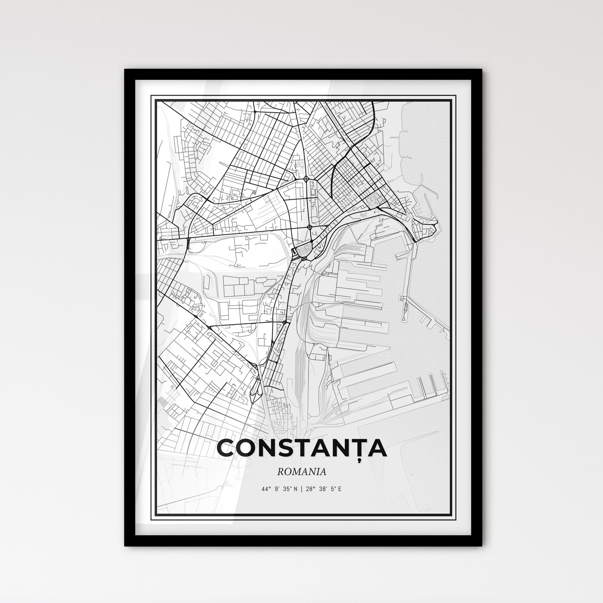 Constanța Romania - Scandinavian Style City Map for Modern Home Decor