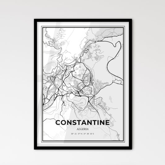 Constantine Algeria - Scandinavian Style City Map for Modern Home Decor