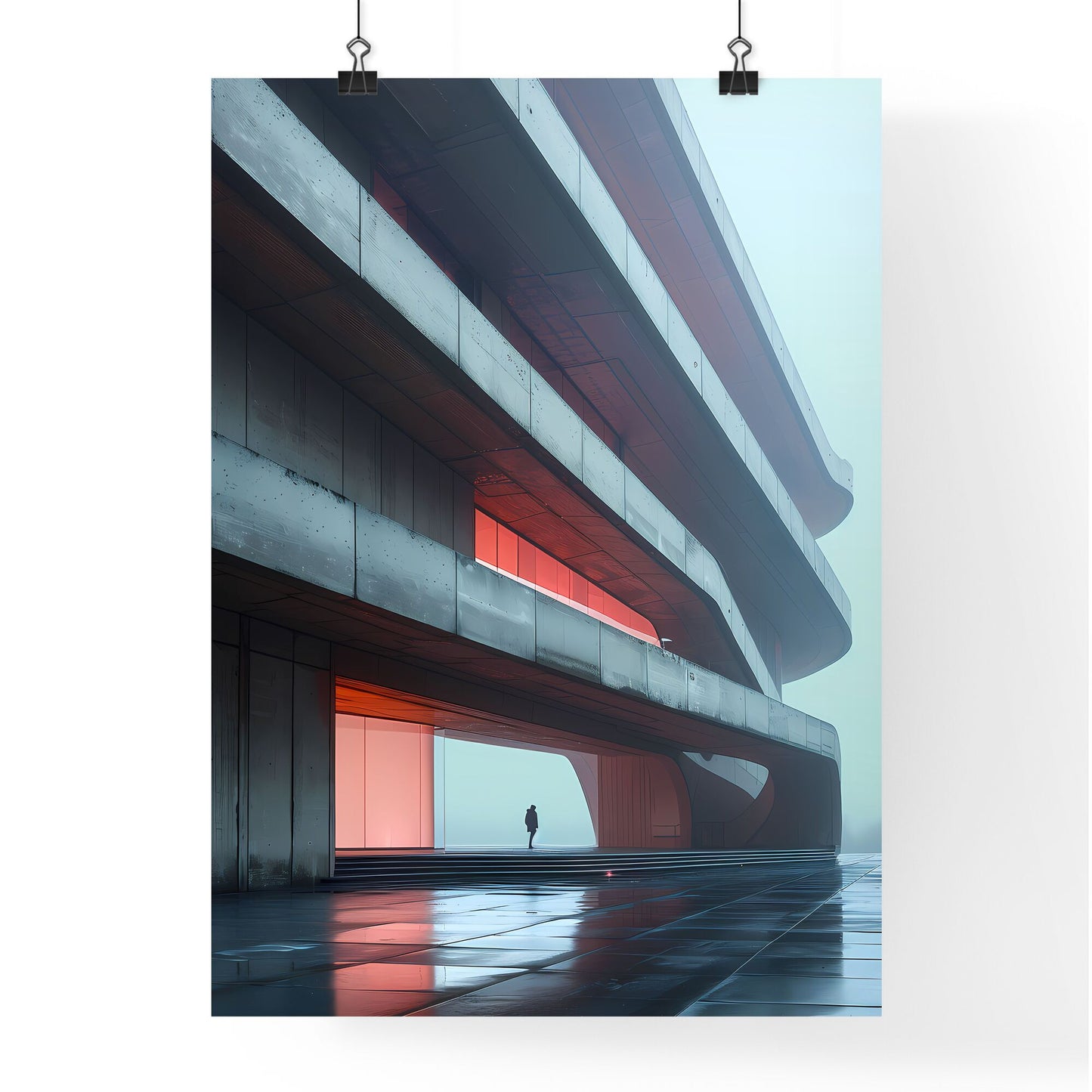 Modern Art Architecture Vibrant Geometric Shapes Clean Lines Building Person Walking Painting Abstract Minimal Default Title