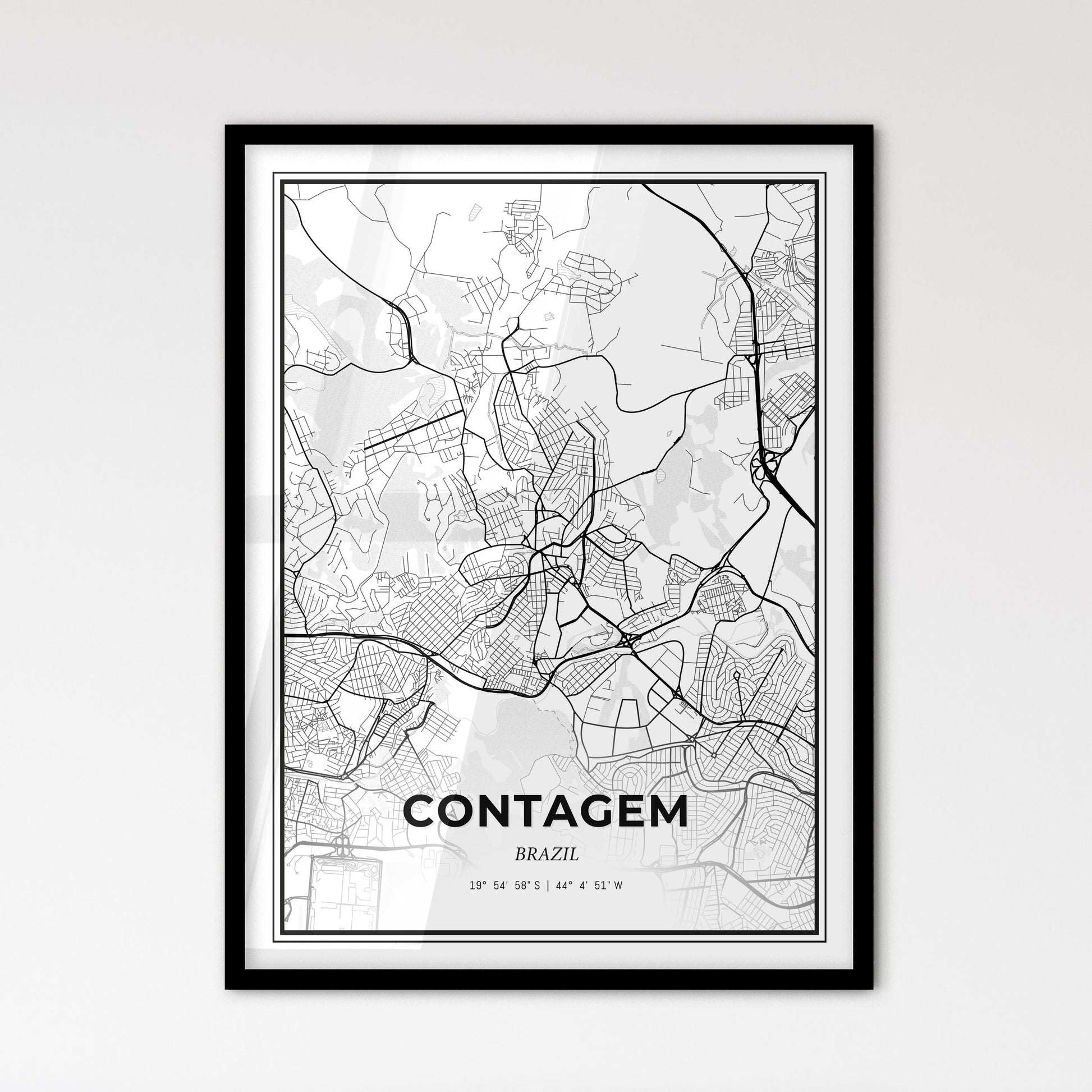 Contagem Brazil - Scandinavian Style City Map for Modern Home Decor