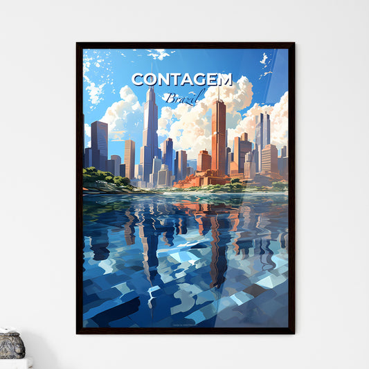 Contagem Cityscape Painting - Colorful City Skyline with Trees and River Default Title