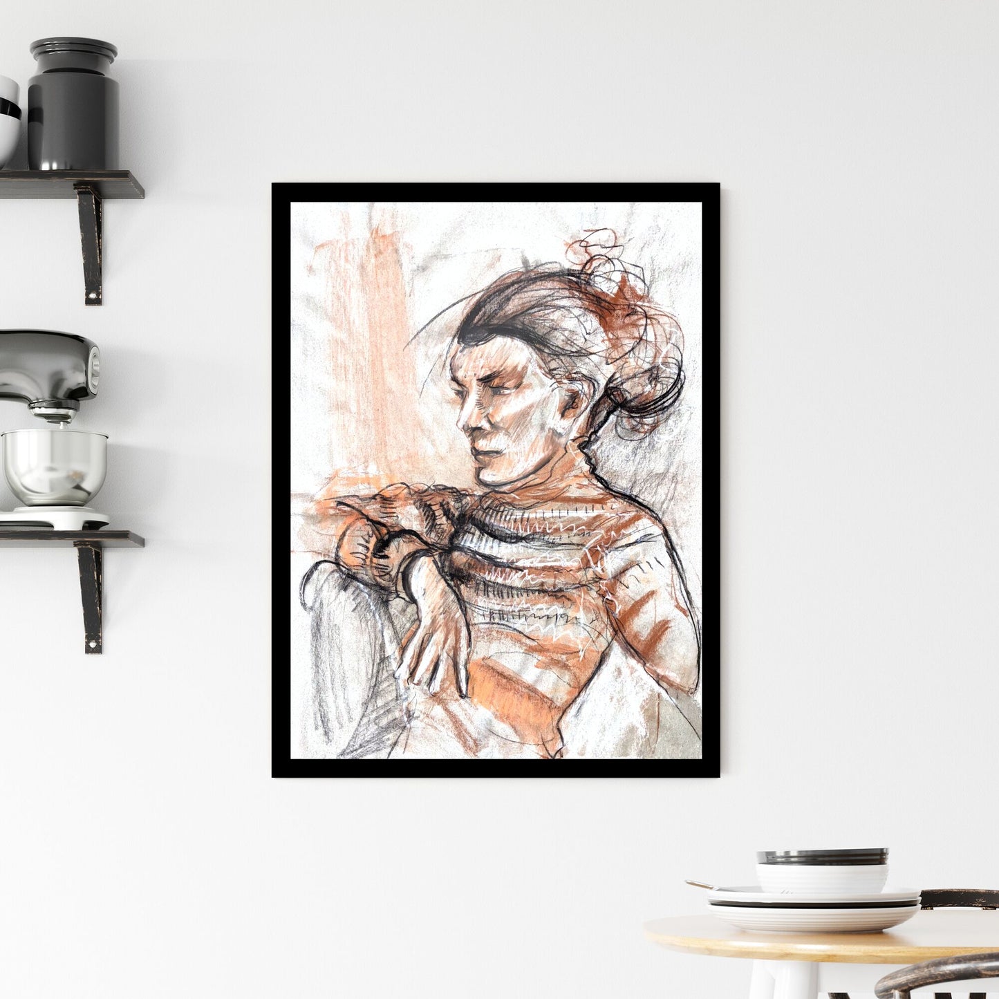 Contemplation in Warm Hues: A Journey Through Solitude and Silence Framed Print