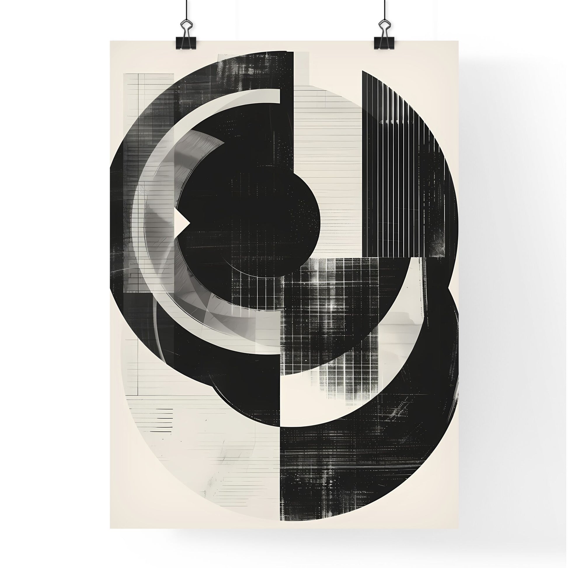Bauhaus Inspired Minimalist Art Print, Vibrant Black and White Circle, Geometric Abstract Default Title