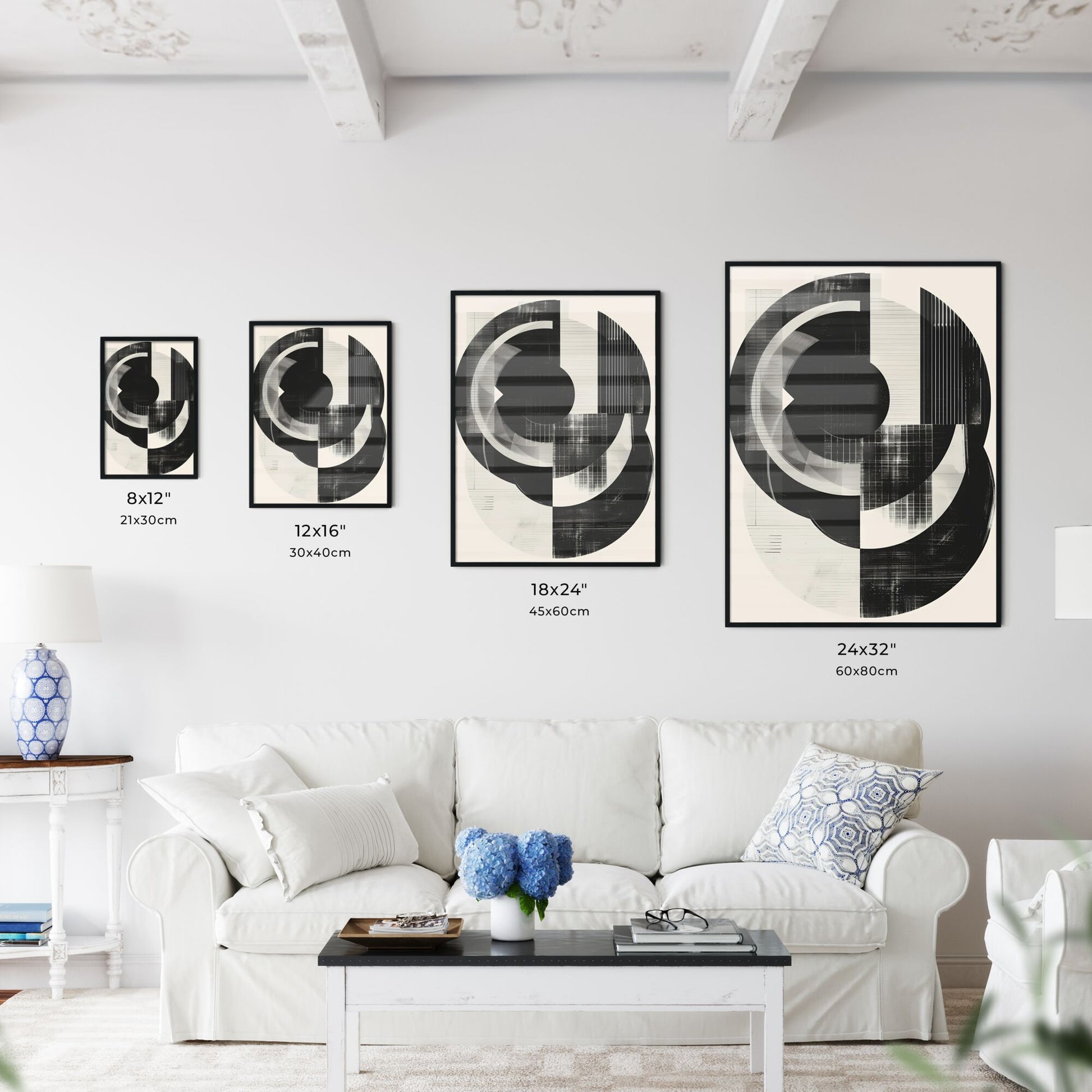 Bauhaus Inspired Minimalist Art Print, Vibrant Black and White Circle, Geometric Abstract Default Title