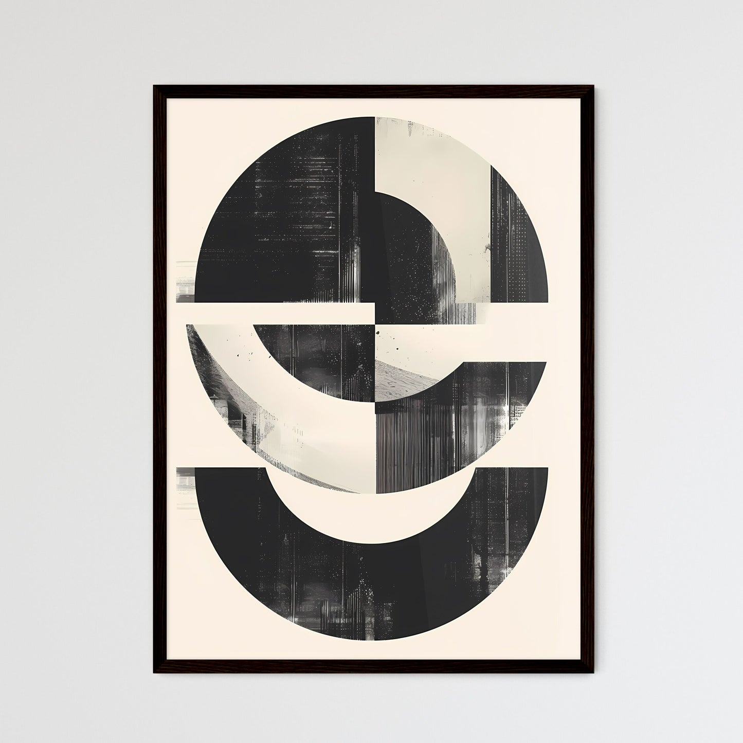 Minimalist Bauhaus Graphic Print | Black & W - Framed Art Print