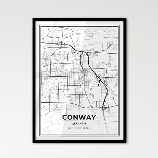 Conway Arkansas - Scandinavian Style City Map for Modern Home Decor