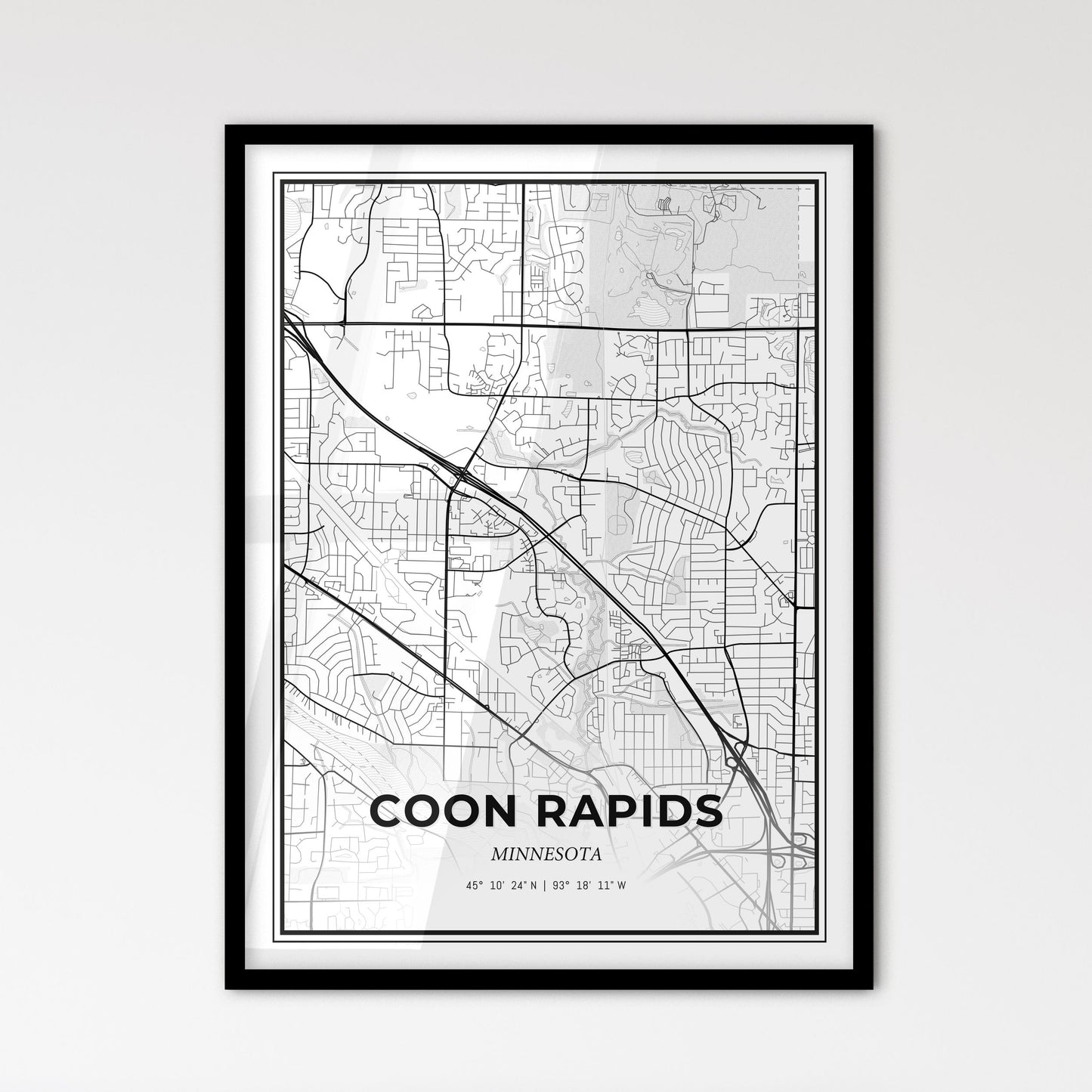 Coon Rapids Minnesota - Scandinavian Style City Map for Modern Home Decor