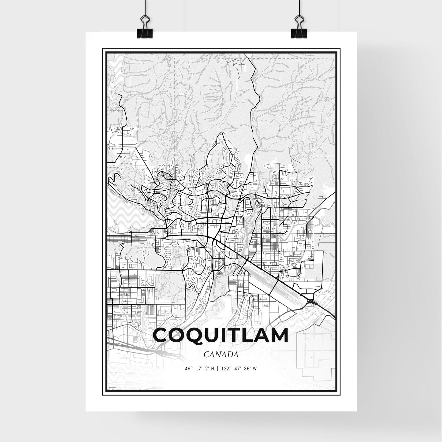 Coquitlam Canada - Premium City Map Poster