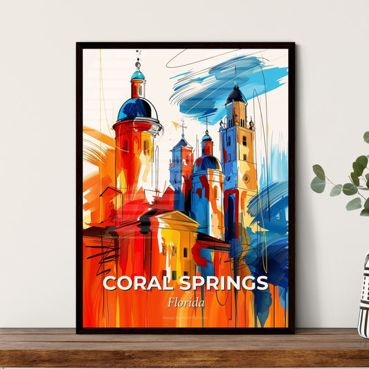 Vibrant Coral Springs, Florida - A Painting Of A Building With Towers