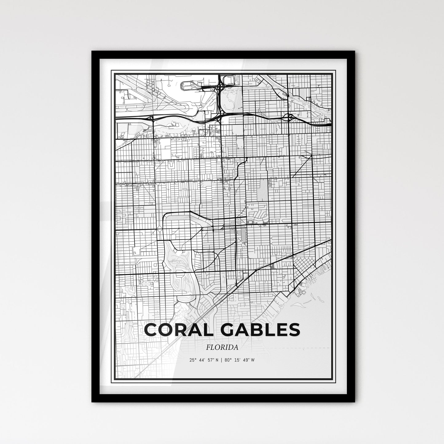 Coral Gables Florida - Scandinavian Style City Map for Modern Home Decor