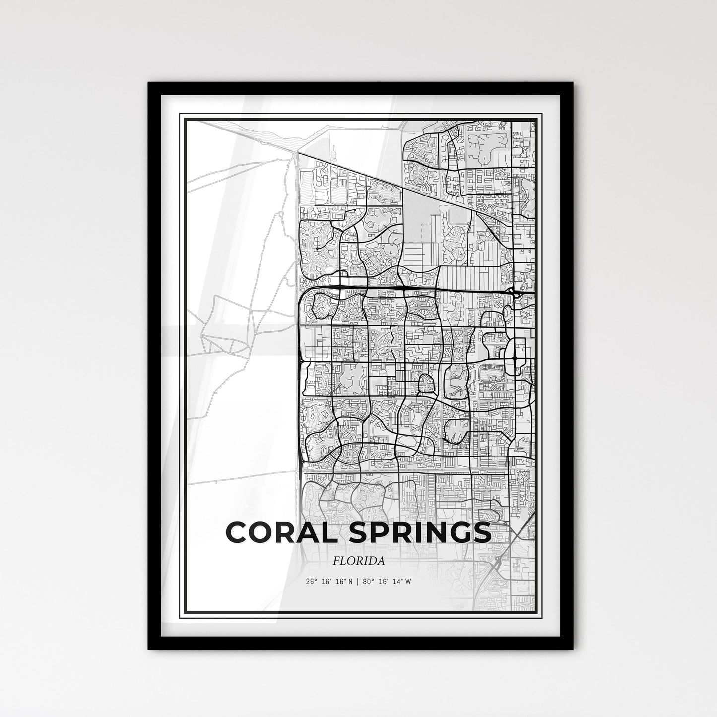 Coral Springs Florida - Scandinavian Style City Map for Modern Home Decor