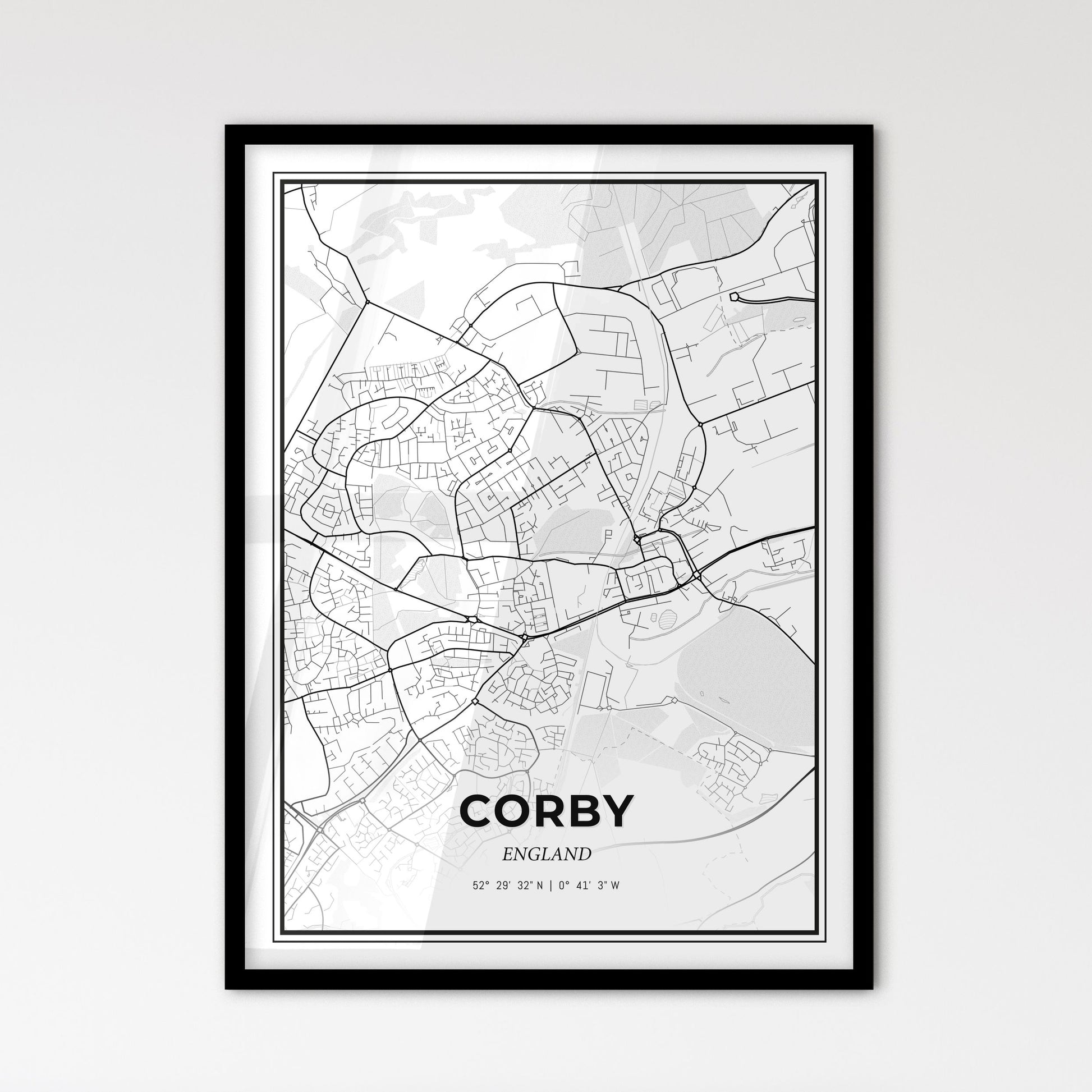 Corby England - Scandinavian Style City Map for Modern Home Decor