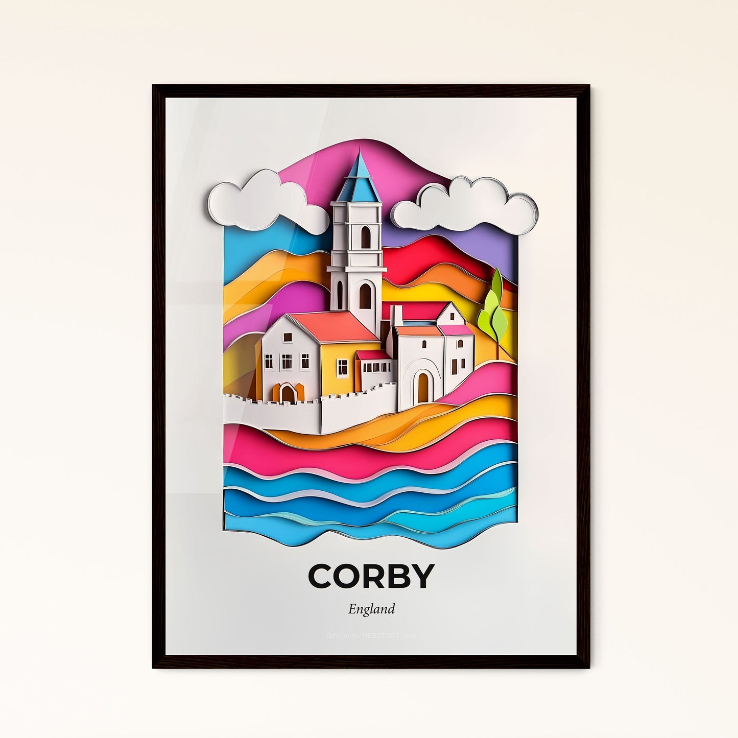 Vivid Corby, England, Papercut Print