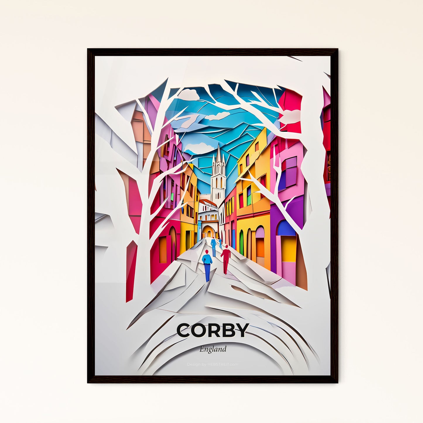 Vivid Corby, England, Papercut Print