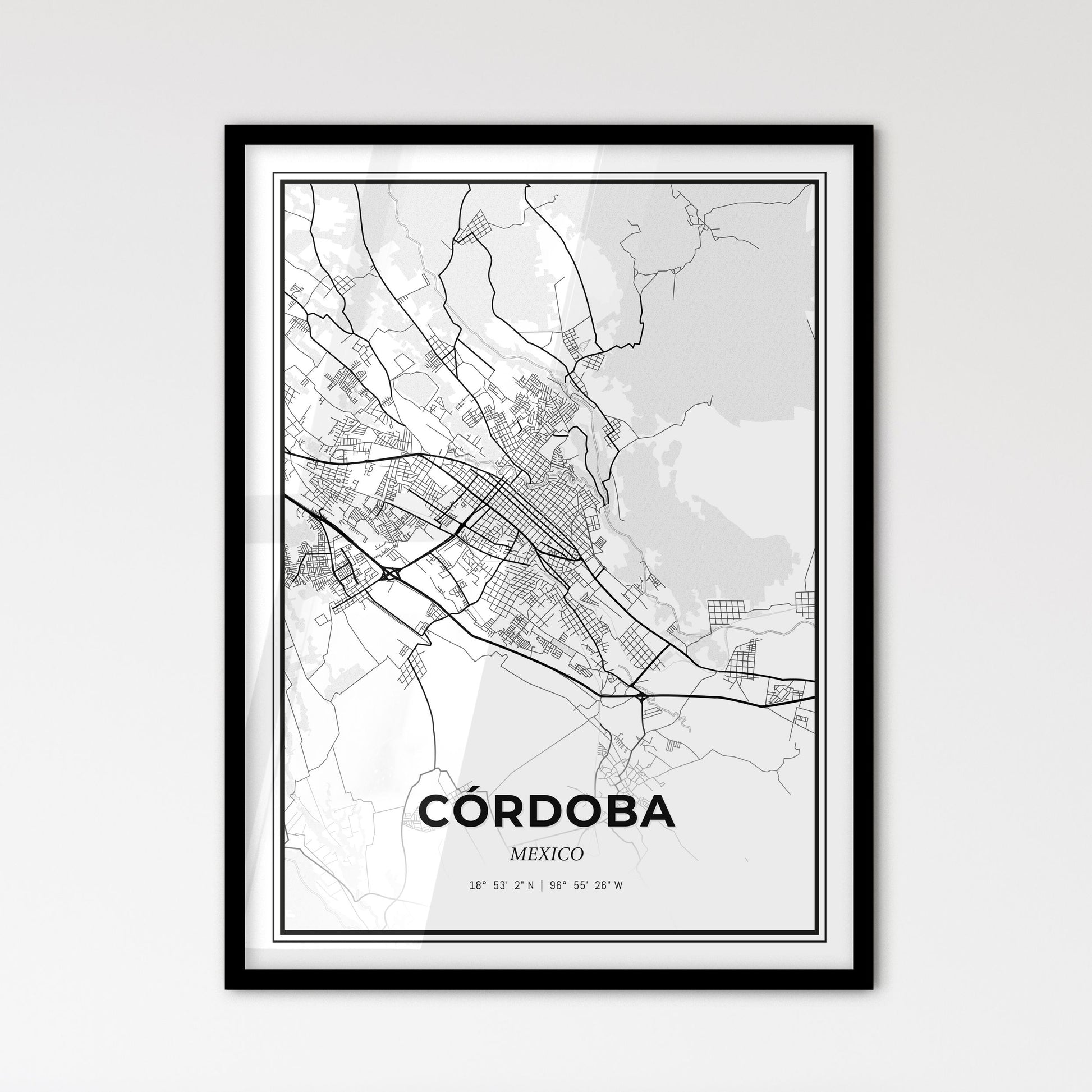 Córdoba Mexico - Scandinavian Style City Map for Modern Home Decor