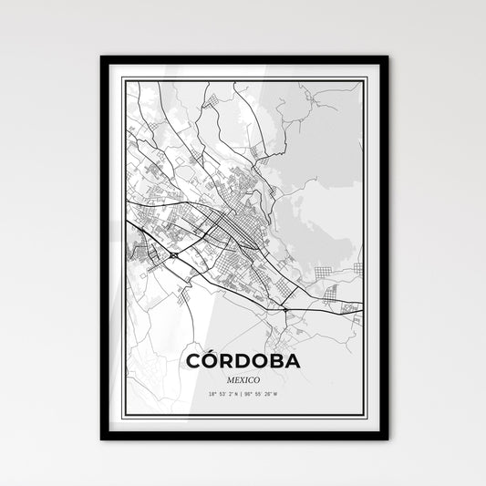 Córdoba Mexico - Scandinavian Style City Map for Modern Home Decor