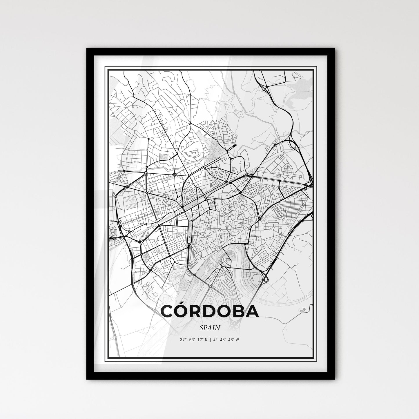 Córdoba Spain - Scandinavian Style City Map for Modern Home Decor