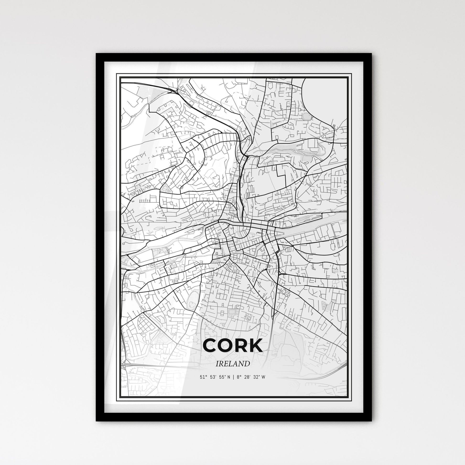 Cork Ireland - Scandinavian Style City Map for Modern Home Decor