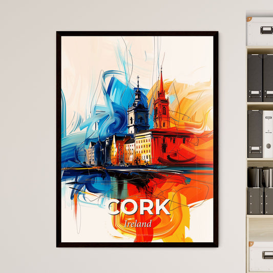 Vibrant Cork, Ireland - A Painting Of A Skyline With A Colorful Building