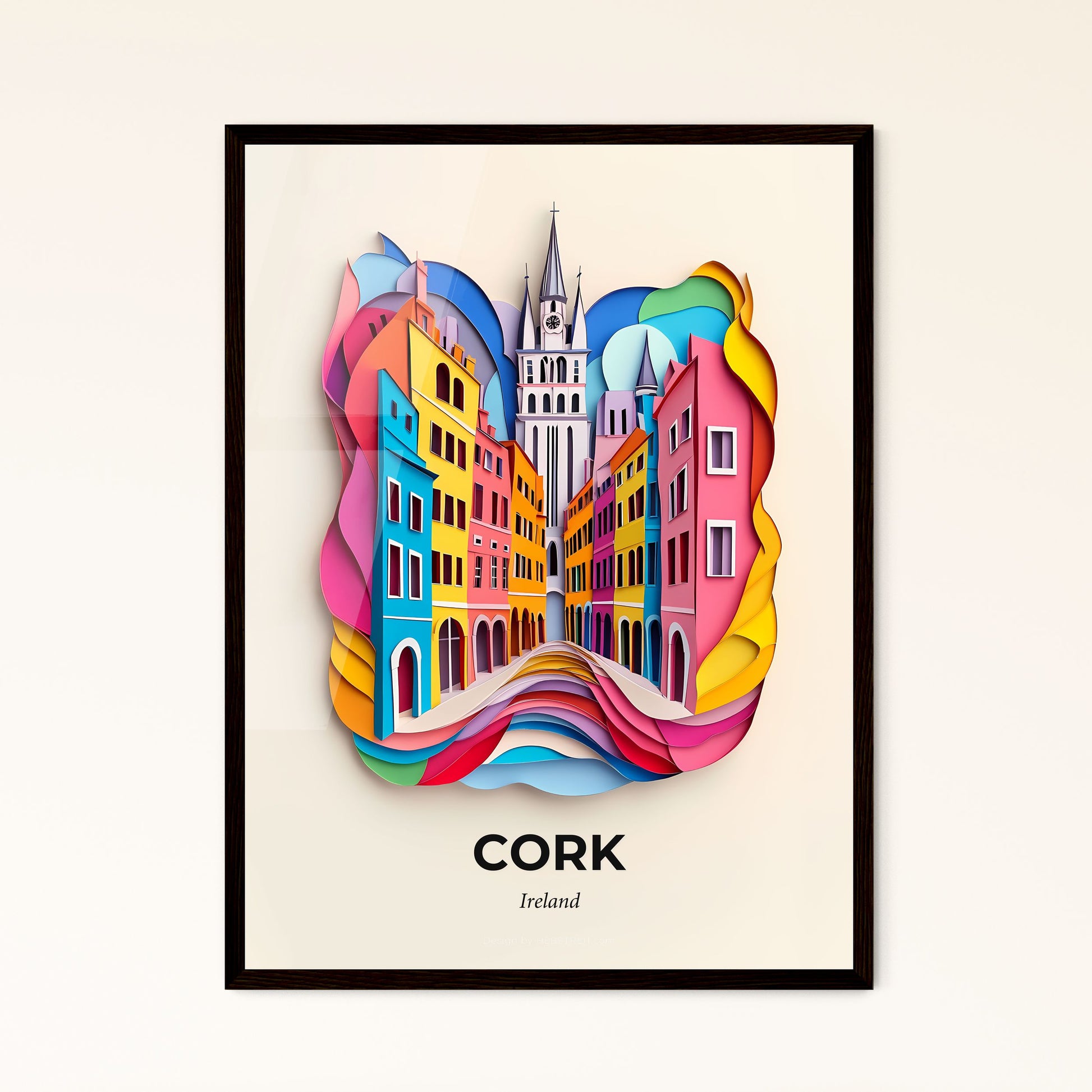 Vivid Cork, Ireland, Papercut Print