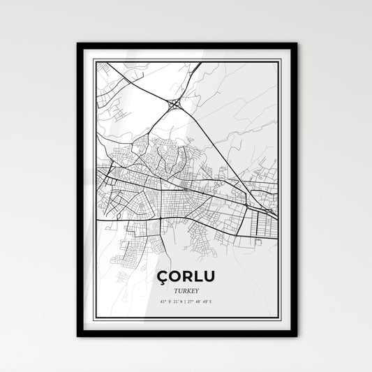 Çorlu Turkey - Scandinavian Style City Map for Modern Home Decor