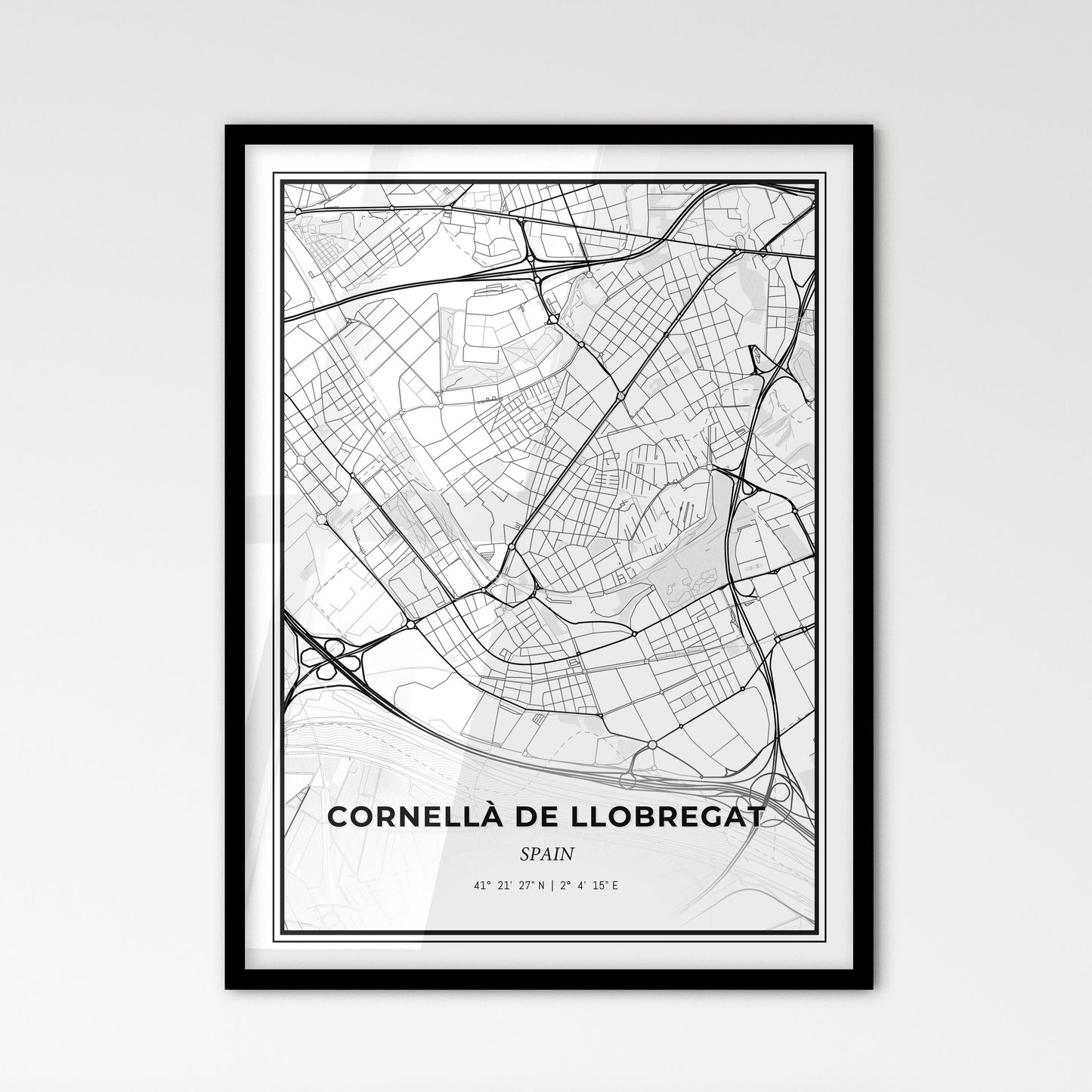 Cornellà de Llobregat Spain - Scandinavian Style City Map for Modern Home Decor