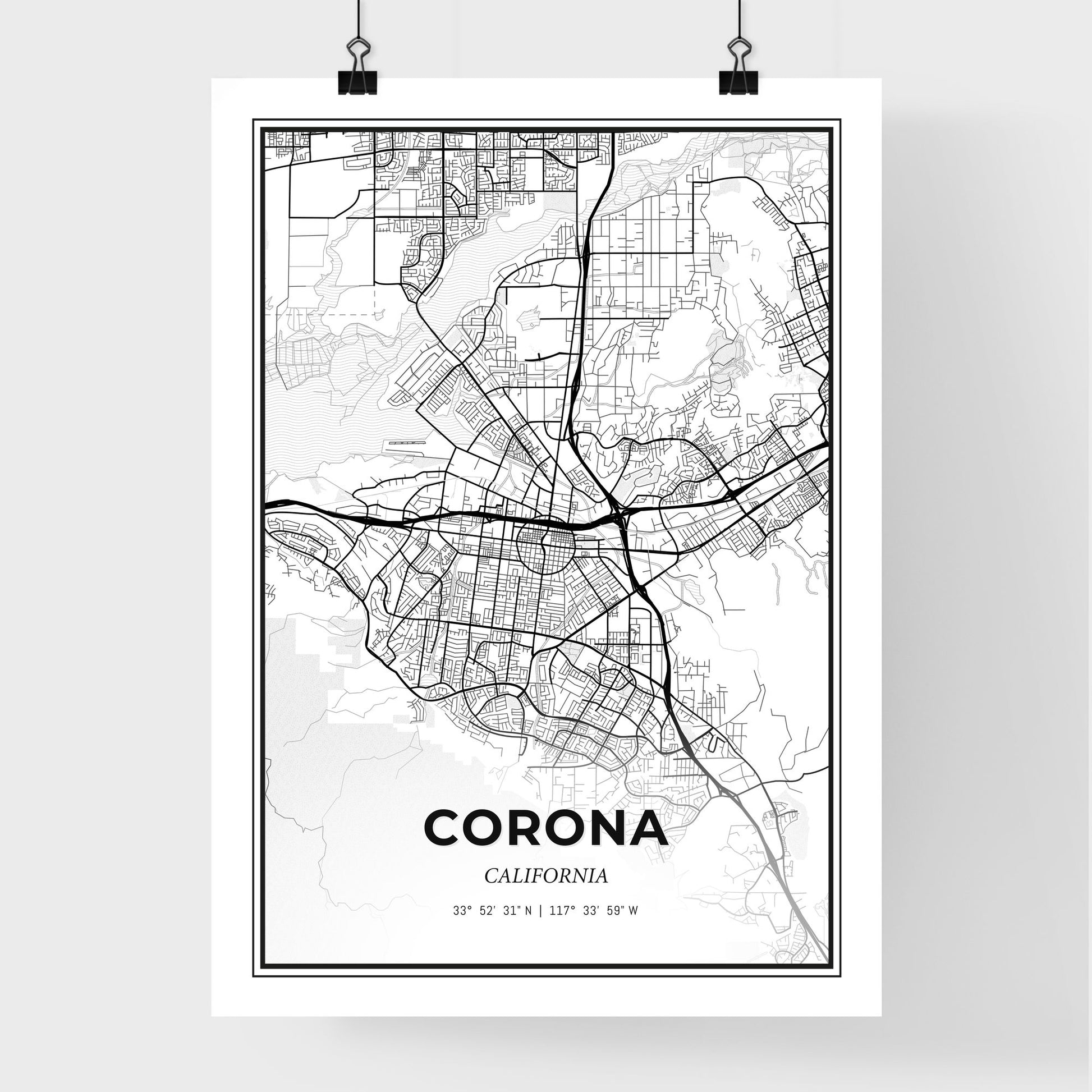 Corona California - Premium City Map Poster