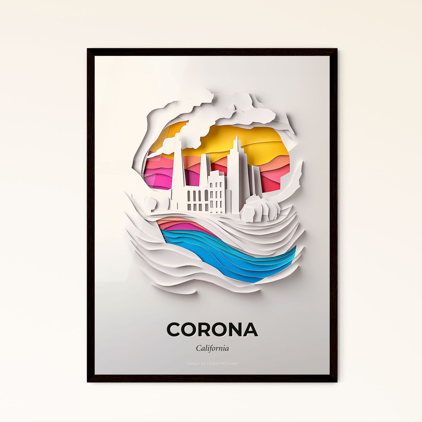 Vivid Corona, California, Papercut Print