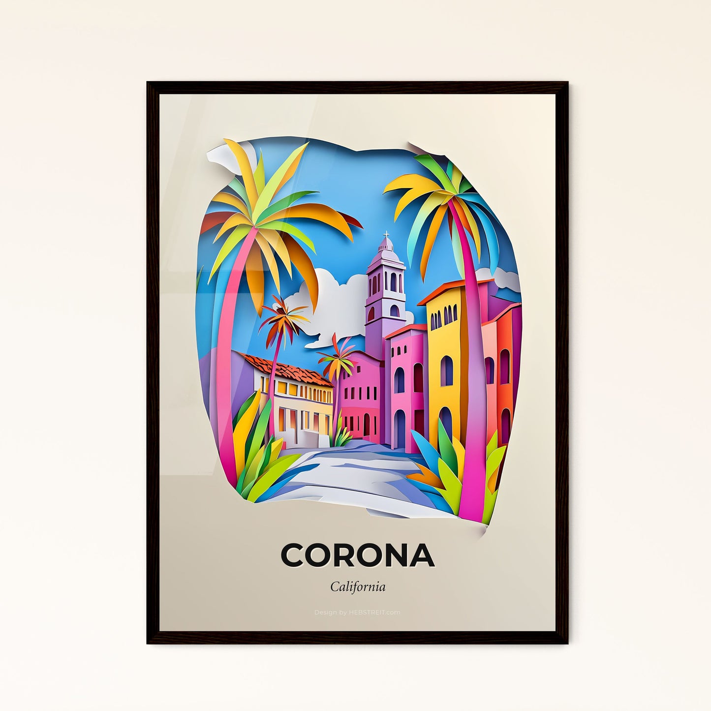 Vivid Corona, California, Papercut Print