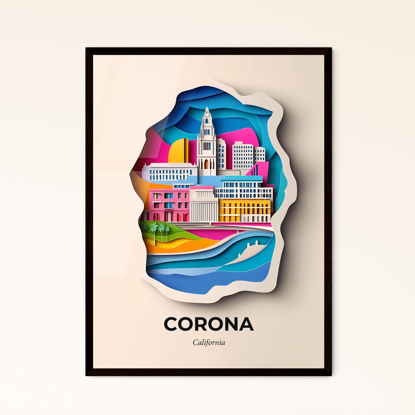 Vivid Corona, California, Papercut Print