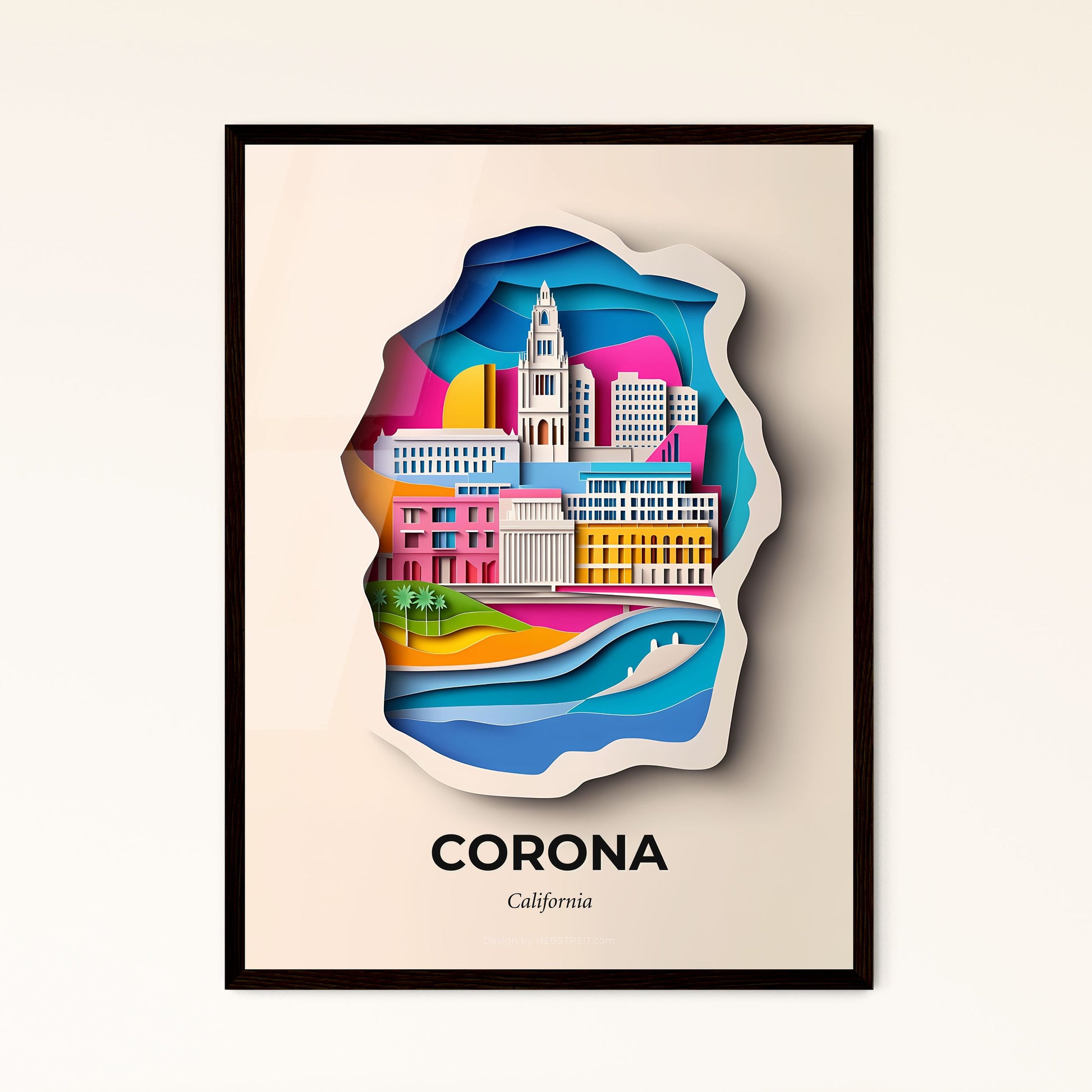 Vivid Corona, California, Papercut Print