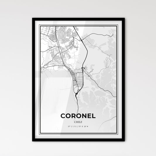 Coronel Chile - Scandinavian Style City Map for Modern Home Decor