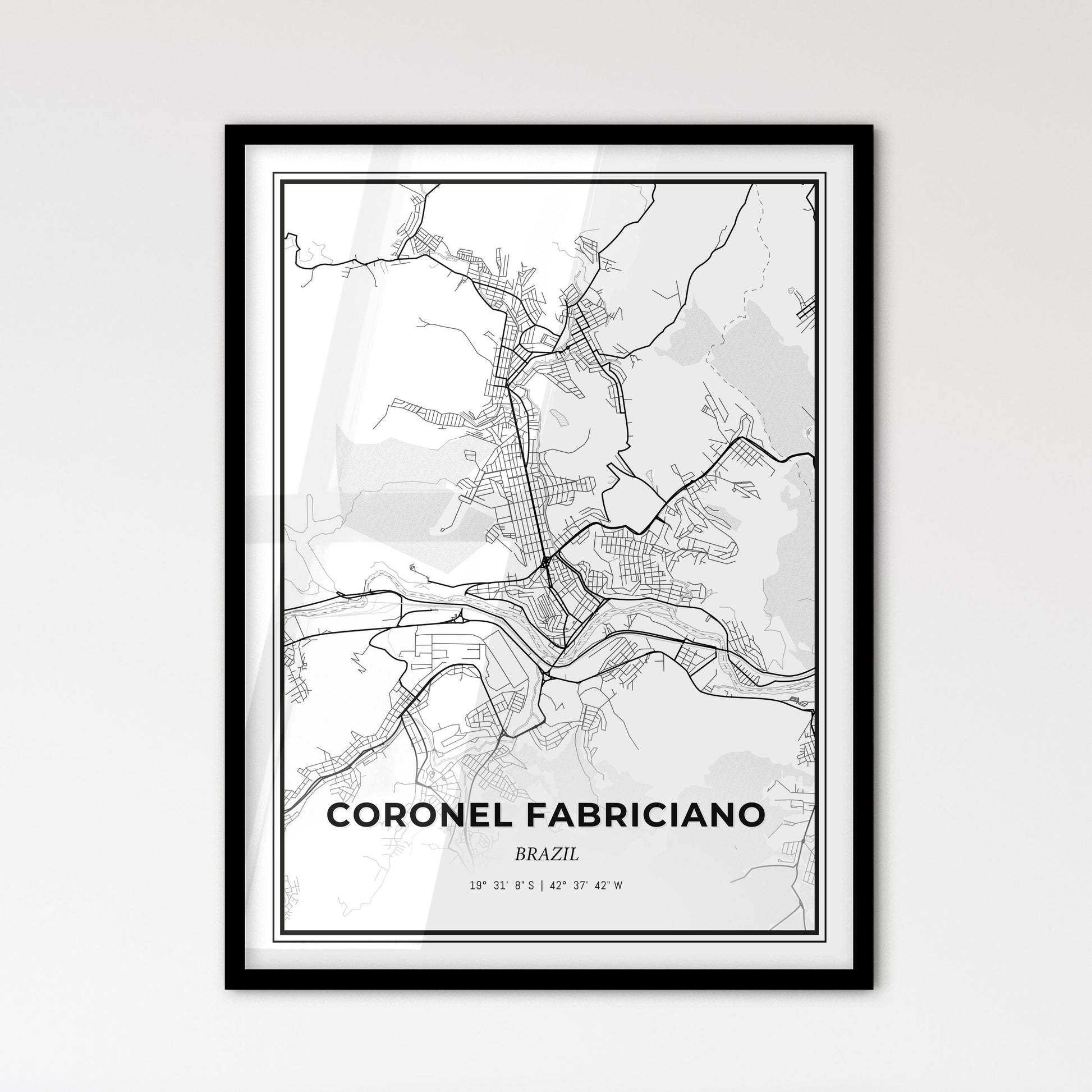 Coronel Fabriciano Brazil - Scandinavian Style City Map for Modern Home Decor