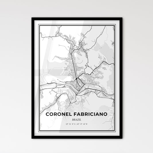 Coronel Fabriciano Brazil - Scandinavian Style City Map for Modern Home Decor