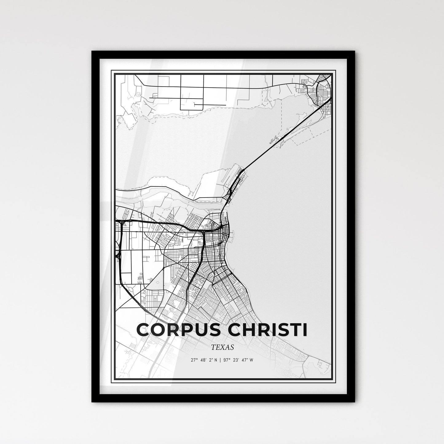 Corpus Christi Texas - Scandinavian Style City Map for Modern Home Decor