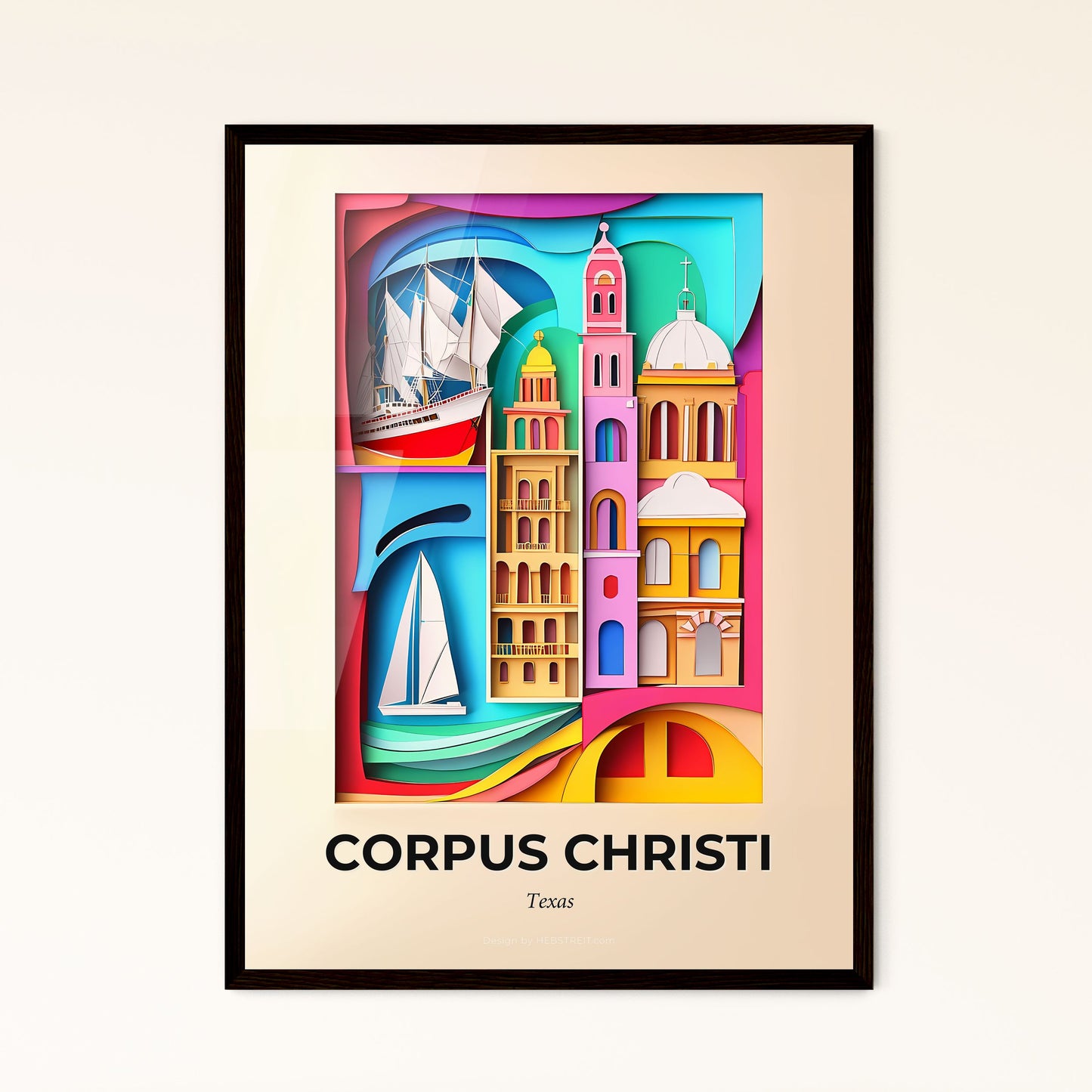 Vivid Corpus Christi, Texas, Papercut Print