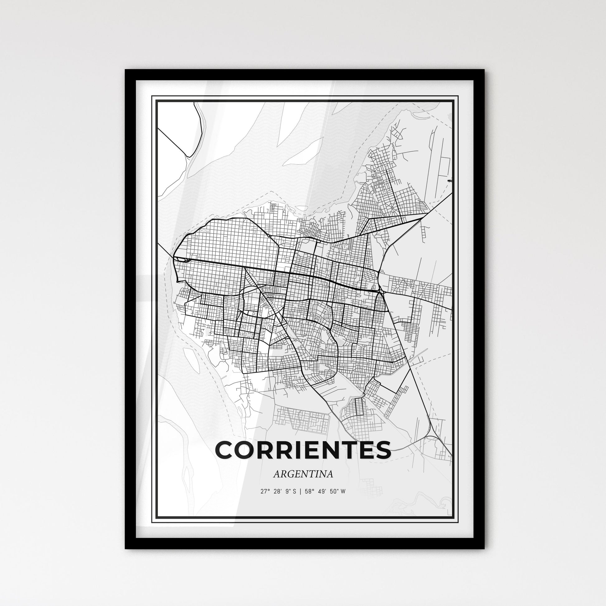 Corrientes Argentina - Scandinavian Style City Map for Modern Home Decor